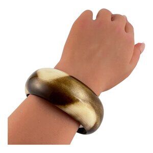 Organic Modern /  Boho Chunky Natural Polished Horn Bangle Bracelet